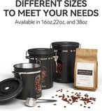 Veken Coffee Canister with Window,Airtight Stainless Steel Pantry Container,Home Kitchen Food Storage Organizers for Ground,Beans,Espresso,Rice,Tea,Sugar,Cereal, Flour,Bar Accessories,Gifts,22OZ,Black - Homesidy.com
