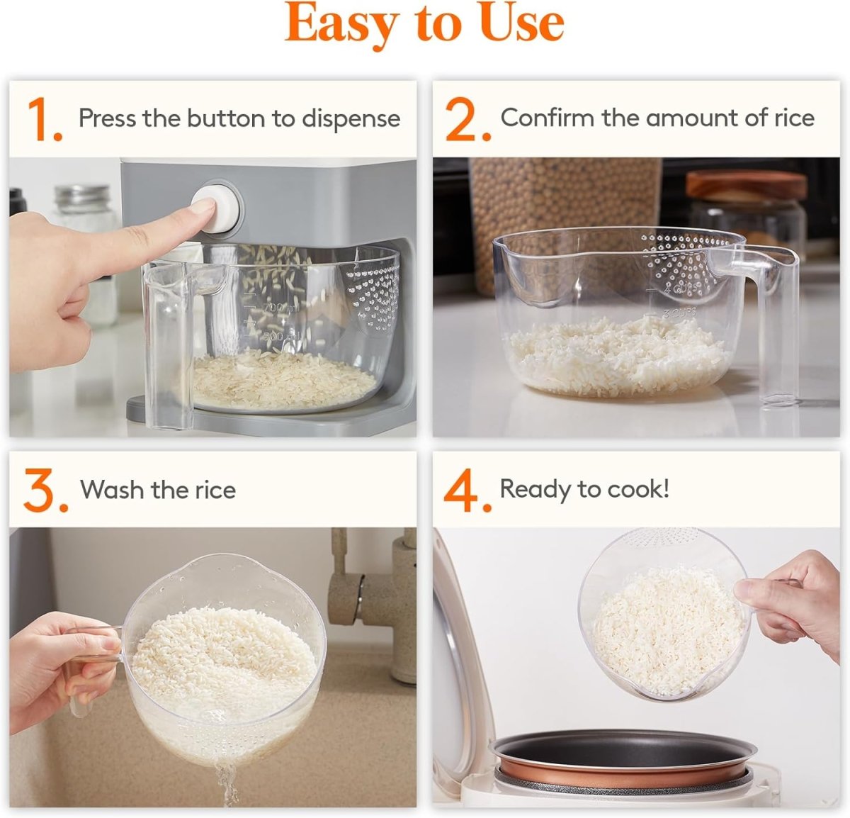 Lifewit Rice Dispenser 25 Lbs(11.3kg), Rice Storage Container Sealed Moisture Proof with Measuring Cup for Kitchen Pantry Household, BPA - Free, 1 Pack - Homesidy.com