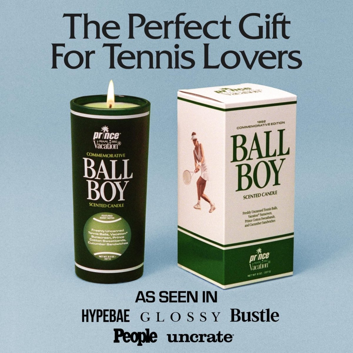 Ball Boy Tennis Scented Candle by Prince x Vacation Sunscreen, Premium Soy - Blend Wax, 65 - Hour Long Burning, Sport Gift for Women &amp; Men, 8 Oz. - Homesidy.com