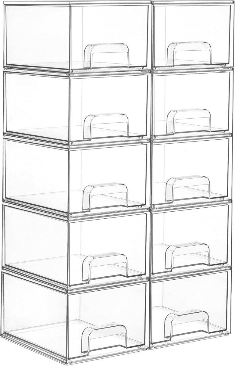 Vtopmart 4 Pack Small Clear Stackable Storage Drawers,Acrylic Bathroom Makeup Organizer,Plastic Storage Bins For Vanity, Undersink, Kitchen Cabinets, Pantry, Home Organization - Homesidy.com