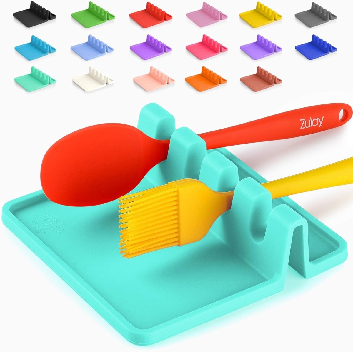 Zulay Kitchen Spoon Rest for Multiple Utensils High Heat - Resistant Silicone Drip Pad, BPA - Free Spoon Holder for Stove Top, Kitchen Gadget Holder for Ladles, Tongs, Cooking Spatula - Makes Great Gift - Homesidy.com