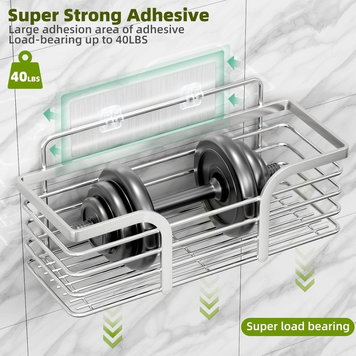Shower Caddy, Adhesive Shower Organizer with Soap Dish and 4 Hooks, Rustproof Stainless Steel Shower Shelves, Wall Mounted No Drilling Storage Shelf Basket Accessories for Bathroom &amp; Kitchen - Homesidy.com