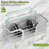 Shower Caddy, Adhesive Shower Organizer with Soap Dish and 4 Hooks, Rustproof Stainless Steel Shower Shelves, Wall Mounted No Drilling Storage Shelf Basket Accessories for Bathroom &amp; Kitchen - Homesidy.com