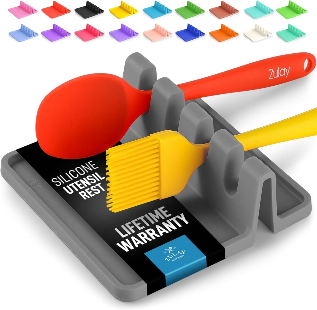 Zulay Kitchen Spoon Rest for Multiple Utensils High Heat - Resistant Silicone Drip Pad, BPA - Free Spoon Holder for Stove Top, Kitchen Gadget Holder for Ladles, Tongs, Cooking Spatula - Makes Great Gift - Homesidy.com
