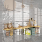 NEX Bamboo Kitchen Cabinet and Counter Shelf Organizer, Stackable &amp; Expandable, Set of 4, White and Natural - Homesidy.com