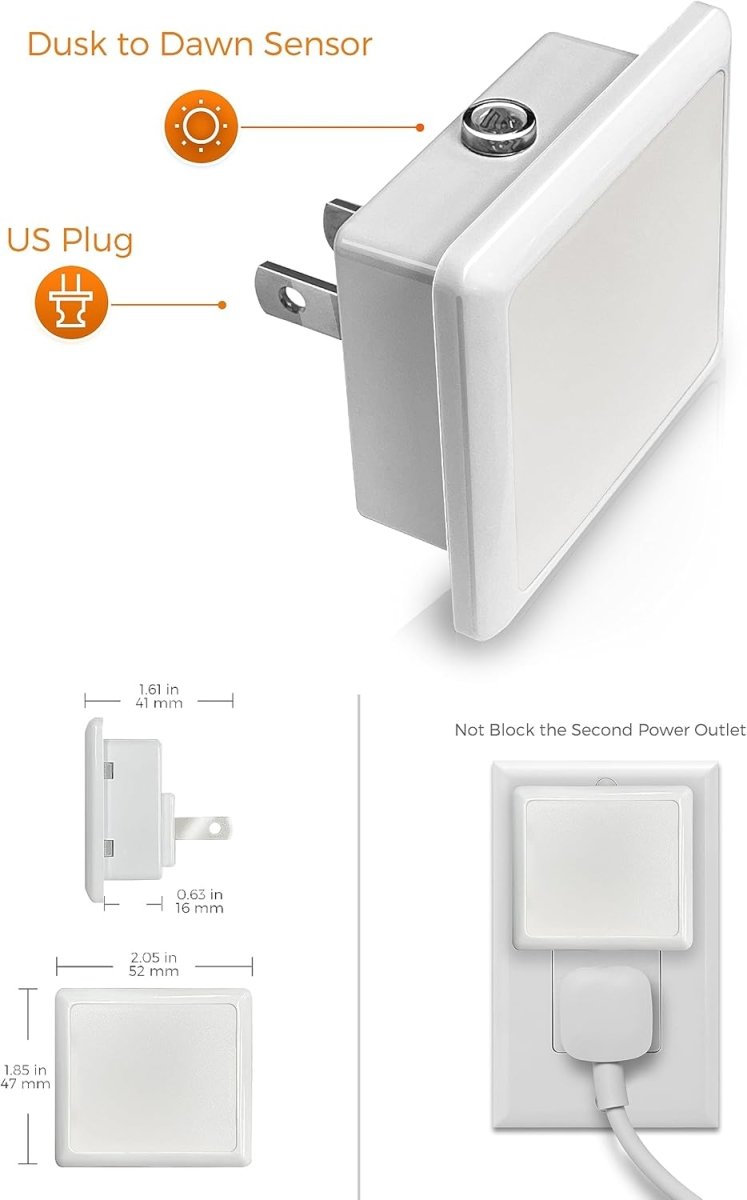 L LOHAS LED Night Lights Plug into Wall 2 - Pack, 0.3W Plug in Night Light, Dusk to Dawn, 3000K Soft White, Bright Nightlight Auto - On/Off, for Adults Kids Room Bedroom Bathroom Hallway Kitchen, Non - Dim - Homesidy.com
