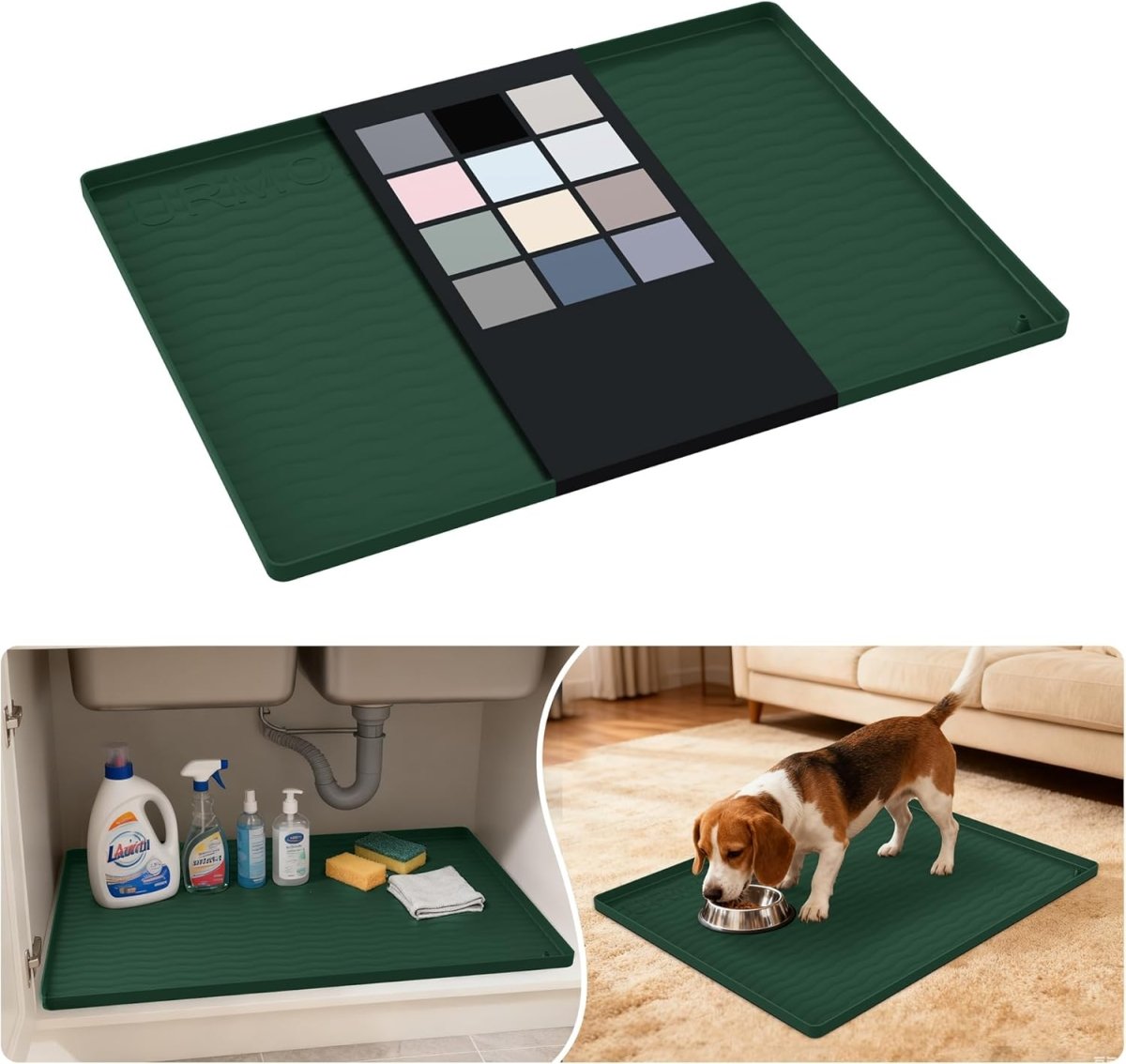URMONA Waterproof Silicone Under Sink Mat 31 x 22 Shelf Liner for Kitchen and Bathroom, Cabinet and Counter Protector, Storage and Organizers, Litter Mat, Pet Cat Puppy Essentials(Dark Grey) - Homesidy.com