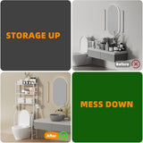 GloTika 3 - Tier Over The Toilet Storage, Space Saver Metal Bathroom Shelves, Freestanding Above Over Toilet Storage Shelf with 4 Hooks for Bathroom, Black - Homesidy.com