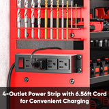 POKIPO Large Power Tool Organizer Wall Mount with Charging Station,4 Layer Heavy Duty Metal Tool Storage Rack Loads 600lbs with 8 Cordless Drill Holder,Battery Utility Rack Loads with 4 Power Strip - Homesidy.com