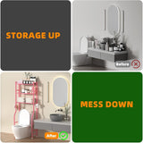 GloTika 3 - Tier Over The Toilet Storage, Space Saver Metal Bathroom Shelves, Freestanding Above Over Toilet Storage Shelf with 4 Hooks for Bathroom, Black - Homesidy.com