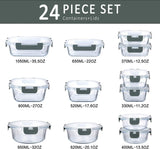 M MCIRCO 24 - Piece Glass Food Storage Containers with Upgraded Snap Locking Lids,Glass Meal Prep Containers Set - Airtight Lunch Containers, Microwave, Oven, Freezer and Dishwasher - Homesidy.com