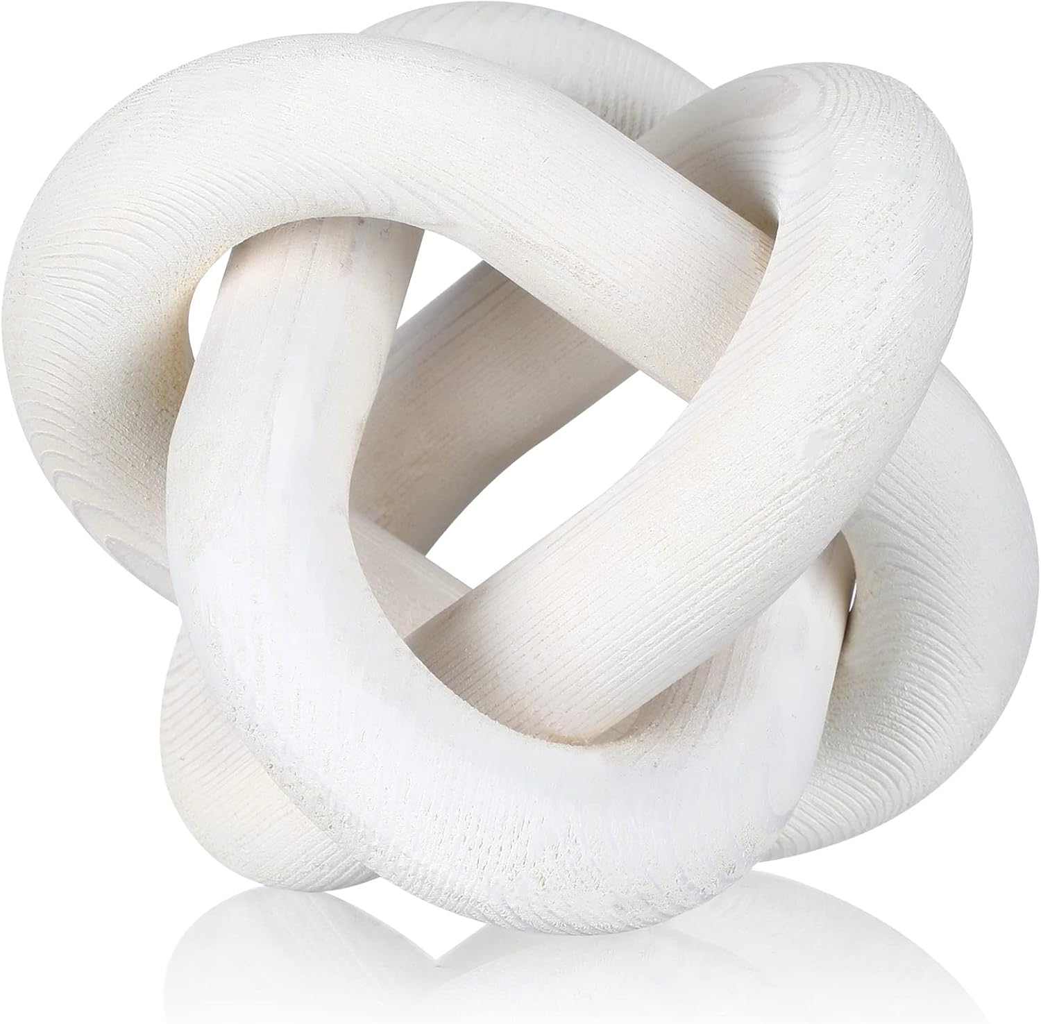 Yalikop 3 Link Wood Knot Decor - Hand Carved Coffee Table Decoration, Boho Chain Link Decor, Modern Shelf, Rustic Objects for Home Living Room Bedroom(White) - Homesidy.com
