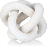 Yalikop 3 Link Wood Knot Decor - Hand Carved Coffee Table Decoration, Boho Chain Link Decor, Modern Shelf, Rustic Objects for Home Living Room Bedroom(White) - Homesidy.com