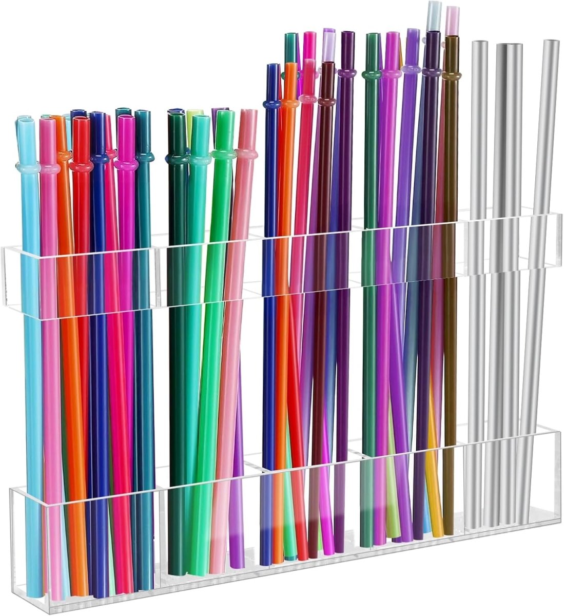 Malldii 9.5” Large Acrylic Straw Holder for Cabinet Door - Reusable Tumbler Straw Organizer Storage, Small Kitchen Accessories Container, Ultra Sticky Cupboard Door Mounted (Transparent) - Homesidy.com