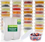 Freshware Food Storage Containers [50 Set] 8 oz Plastic Deli Containers with Lids, Slime, Soup, Meal Prep Containers | BPA Free | Stackable | Leakproof | Microwave/Dishwasher/Freezer Safe - Homesidy.com