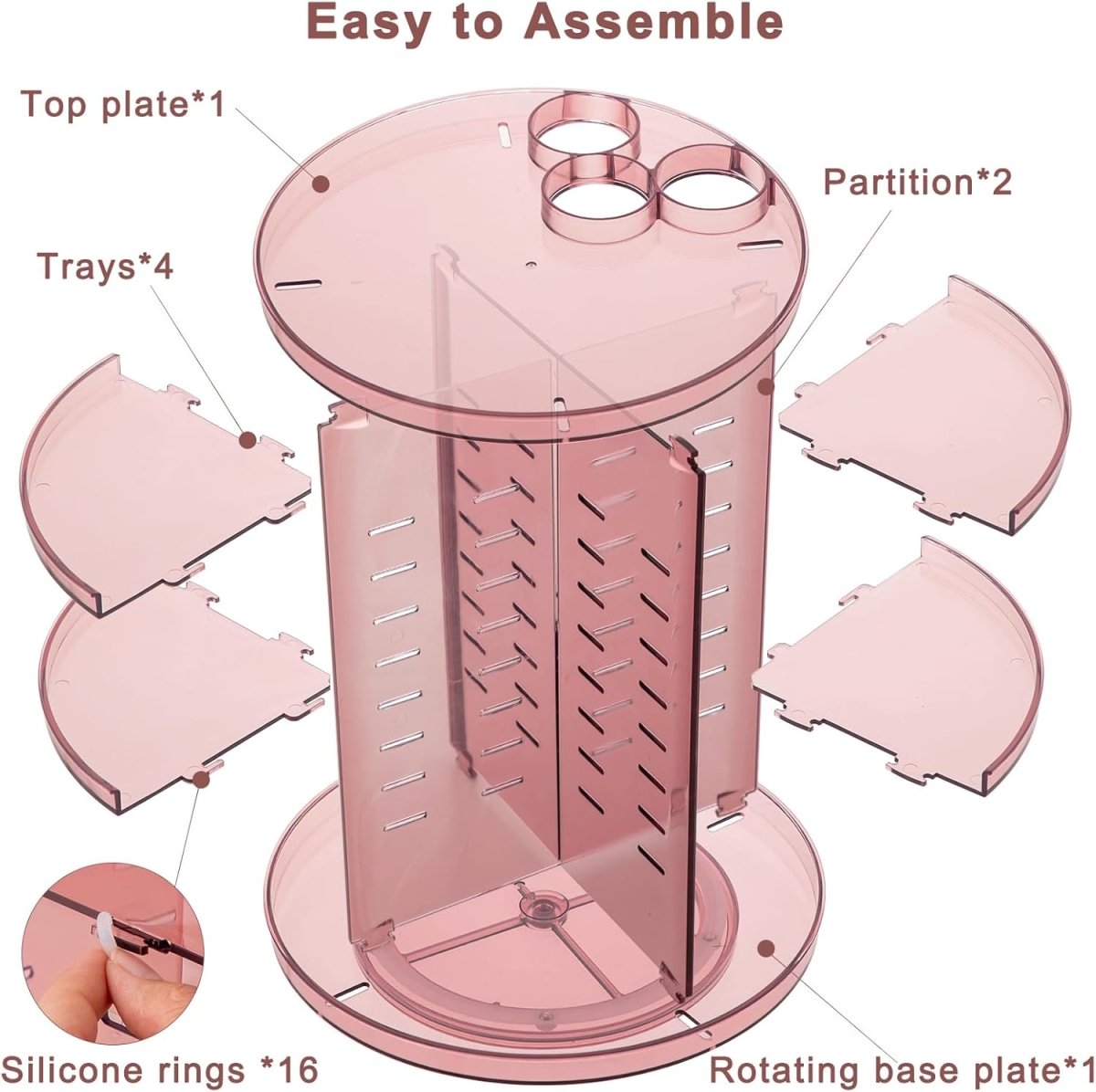 Rotating Makeup Organizer, DIY 8 Adjustable Layers Spinning Skincare Organizer, Cosmetic Display Case with Brush Holder Perfume Tray, Multi - Function Storage Carousel for Vanity Bathroom Countertop - Homesidy.com