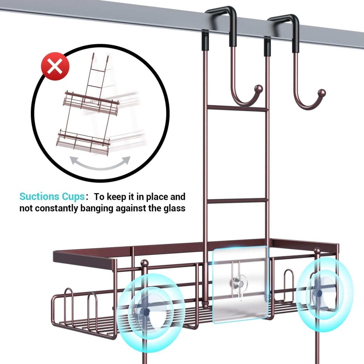 Aitatty Over the Door Shower Caddy Hanging: Black Rustproof Shower Organizer over the Door - No Drilling Bathroom Rack for Inside - Homesidy.com