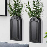 Dnnnii 2 Pack Wooden Wall Vase Set - Brown Finish Modern Farmhouse &amp; Boho Wall Decor for Entryway, Hallway, Bathroom, Living Room, Dining Room, Narrow Spaces - Homesidy.com