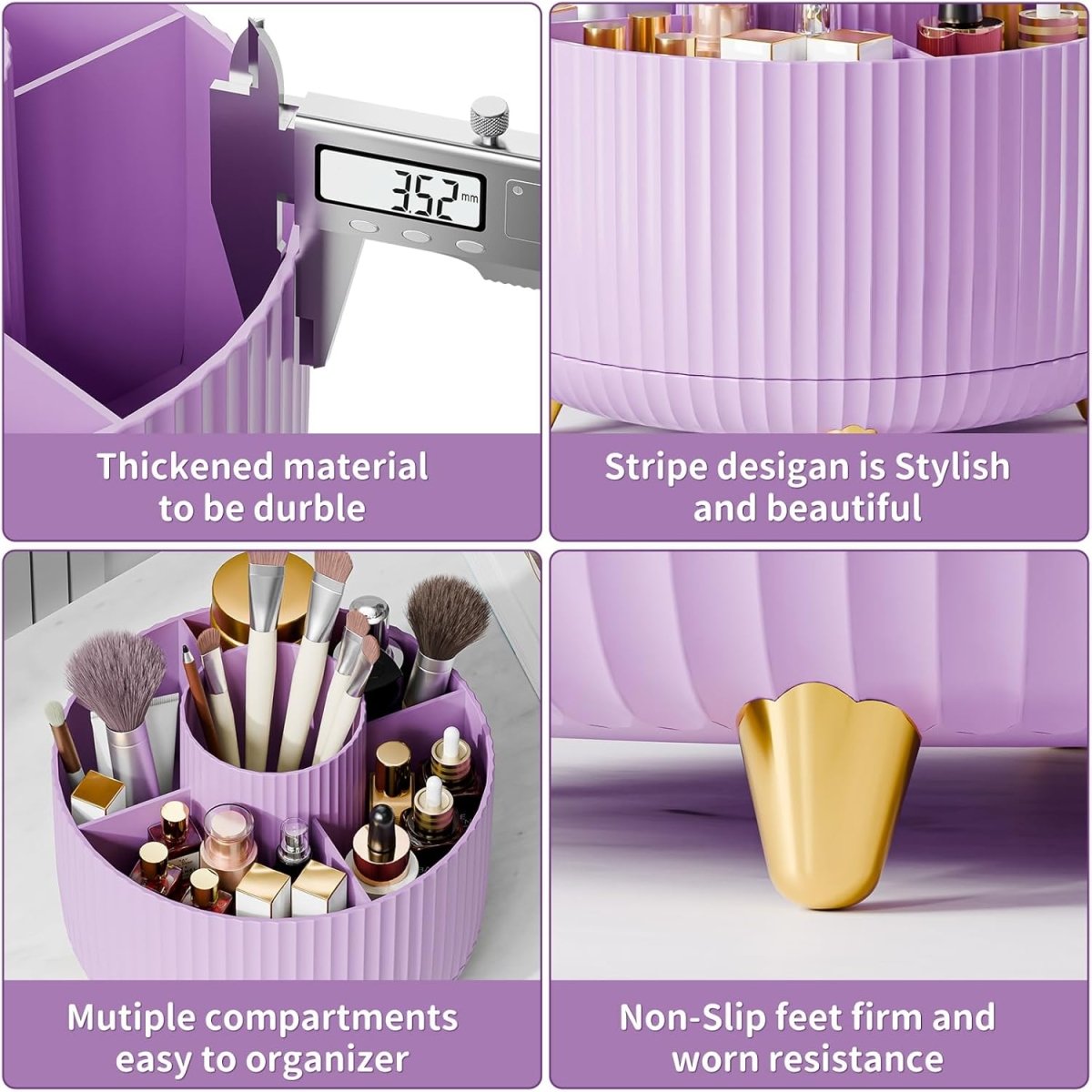 fanado 360° Rotate Makeup Brush Holder Organizer, Makeup Organizers Countertop, Makeup organization and Skincare Storage for Vanity, Desktop, Bathroom (White) - Homesidy.com