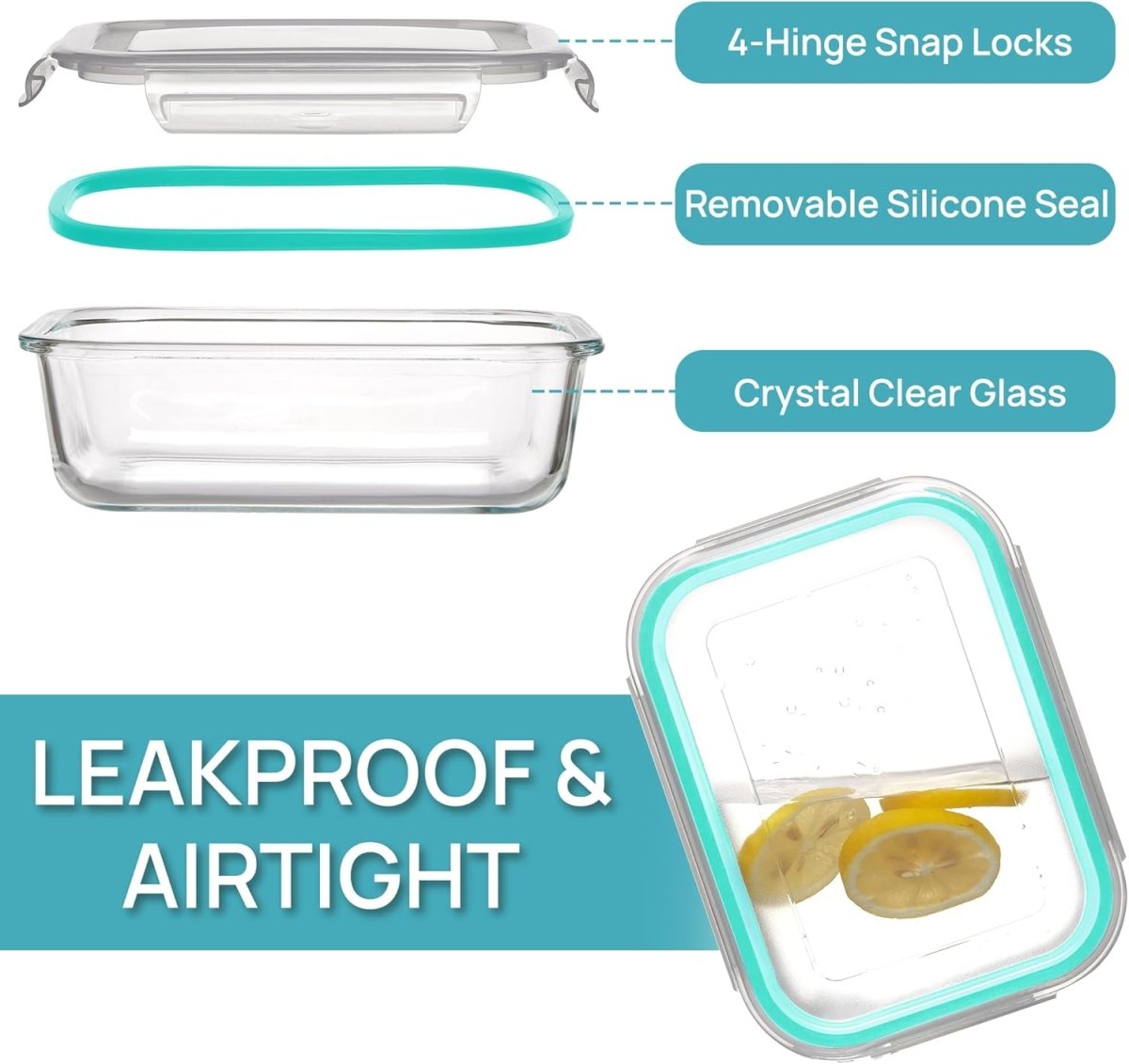 Vtopmart 5Pack 22oz Glass Storage Containers with Lids, Glass Meal Prep Food Container Sets with Snap Airtight Lids for Microwave, Oven, Freezer and Dishwasher, Grey - Homesidy.com
