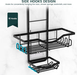 Shower Caddy Hanging Adjustable Shower Caddy, Rustproof Shower Organizer Extended Length Shower Caddy Over Shower Head with Hooks Soap Holder, Large Capacity Anti - Swing Bathroom Organizer, Black - Homesidy.com