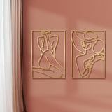 Glamativity 4 Pack Gold Wall Art Decor, Minimalist Single Line Real Metal Wall Art, Womans Body Shape Abstract Wall Art (Gold Classic Style, 17 x 11.8) - Homesidy.com