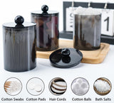 XIPENGKEJI 2 Pack Qtip Holder,Canister Apothecary Jar Set, Bathroom Jars with Lids Set for Cotton Swabs, Balls, Pads, Floss Picks,10oz - 12oz Plastic Canisters Restroom Bedroom Vanity Organizer(Black) - Homesidy.com