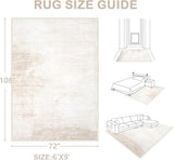 Area Rugs 6x9 Living Room: Washable Rug Modern Abstract Large Rug Soft Non Slip Neutral Rugs Stain Resistant Indoor Carpet for Bedroom Kitchen Dining Room Table Nursery Home Office Rugs(Beige,6x9) - Homesidy.com