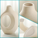 Lvases Snuggle Hollow Ceramic Vase Set of 2, Nordic Modern Boho ins Style Decorative Ceramic Aesthetic Flower Vase for Home Decor (Milky White W 6.3&34; X H 8.4&34;) - Homesidy.com