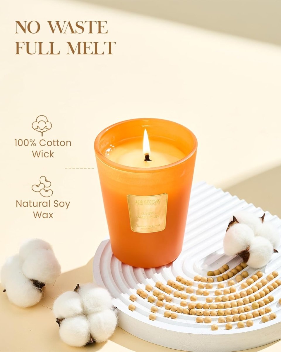 M&amp;SENSE Extra Large Candle Creamy Vanilla Scented, 3 - Wick 35oz 150H Long Lasting, Natural Soy Wax Aromatherapy Candle for Stress Relief, Home Fragrance Fall Winter Christmas Thanksgiving Gifts - Homesidy.com