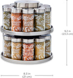 Kamenstein 20 Jar Revolving Countertop Spice Rack with Spices Included, FREE Spice Refills for 5 Years, Polished Stainless Steel with Black Caps, 30020 - Homesidy.com