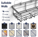 NESOMI Shower Caddy Adhesive Shower Organizer 7 - Pack, Rustproof Stainless Steel Bathroom Shelves, Large Capacity No - Drill Rack Storage Accessories with Soap Dish Toothbrush Holder &amp;24 Hooks Home Decor - Homesidy.com