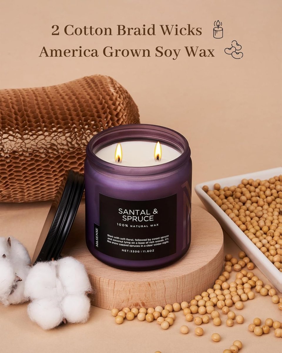 M&amp;SENSE Ode to Winter Soy Candles Strong Scented, 2 Wick Jar Candle 19.4oz 110 Hour Long Lasting, Lavender Sandalwood Organic Natural Aromatherapy Candle Gifts Bedroom Bathroom Home Decor - Homesidy.com