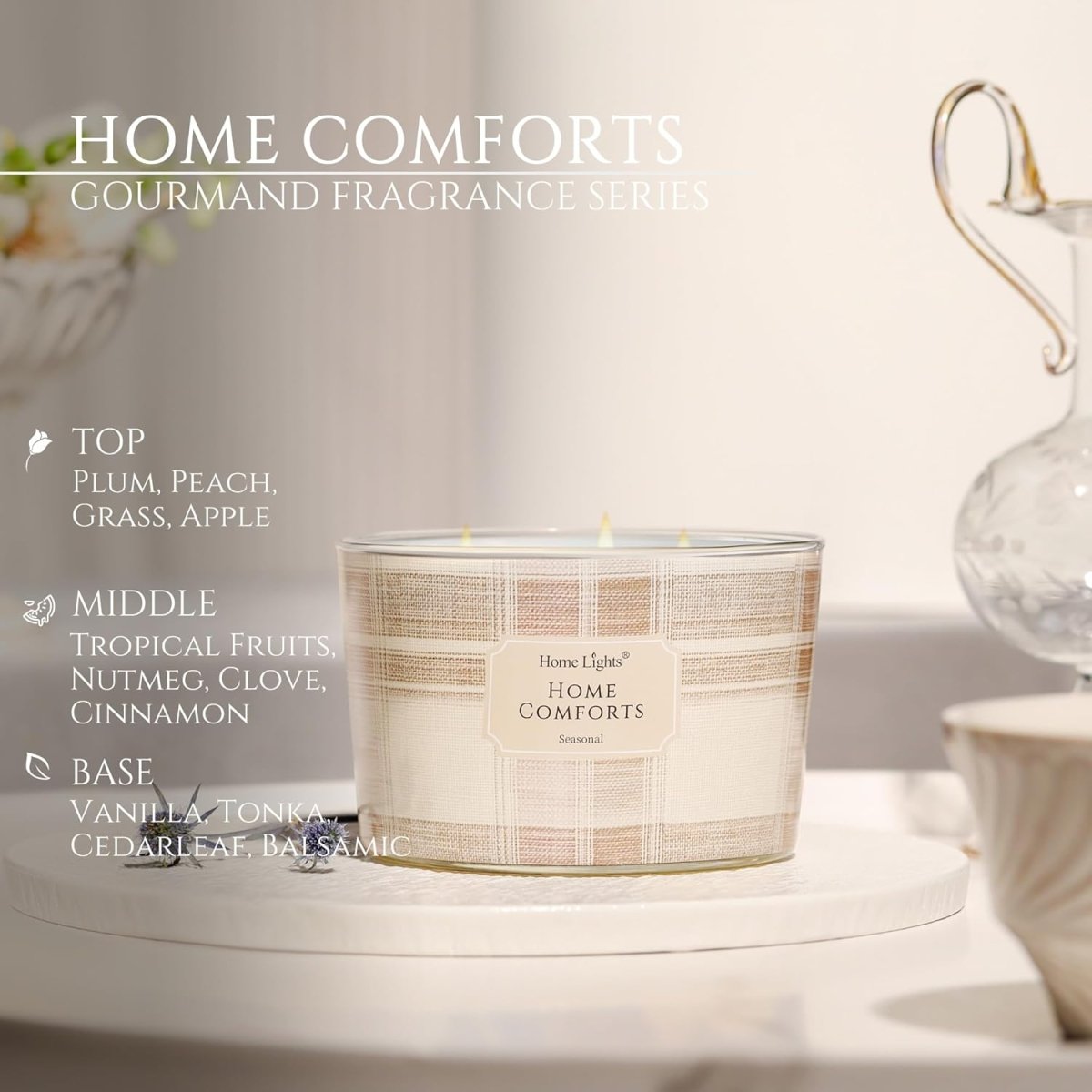 HomeLights Scented Candles for Women &amp; Men, 18oz Candle Jars Aromatherapy 4 - Wick Candle, Ideal for Rustic Modern Home Decor and Gifts, Blueberry Cheesecake - Homesidy.com