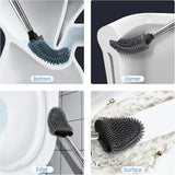 Sellemer Toilet Brush and Holder Set - Flexible Toilet Bowl Brush Head with Silicone Bristles, Compact Size for Storage and Organization, Ventilation Slots Base (1 Pack, Silver) - Homesidy.com