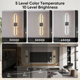 31in Wireless Wall Sconces Set of Two, [Creates Sunset Glow Ambiance] Dimmable 2700K–6000K with 8000mAh Battery &amp; Display, Touch/Remote Control, Rechargeable Wall Lamps for Home Decor – Black - Homesidy.com