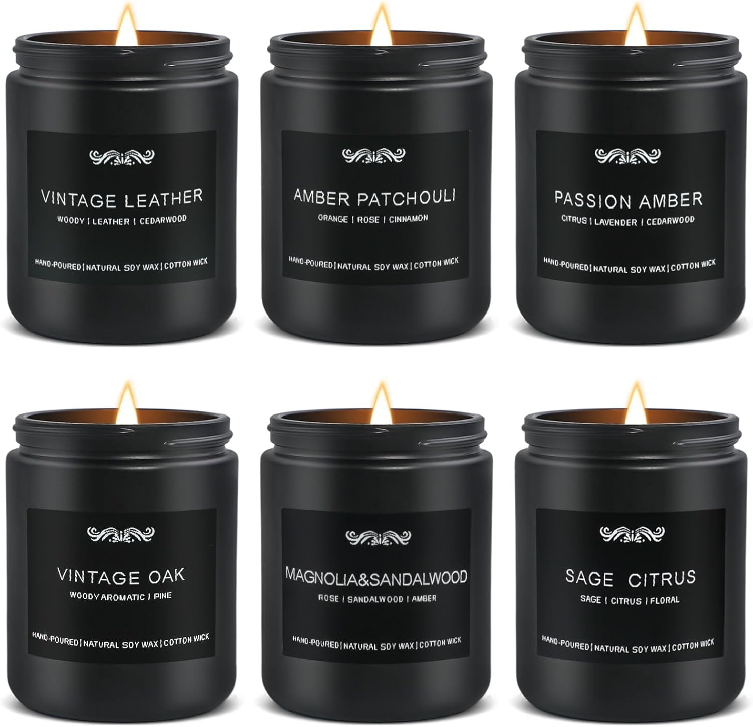 Scented Candle Set, Men Candle Set, Scented Candles for Home, Gifts for Men, 4 Pack Manly Candles Gifts for Mens Scents of Smoke Vanilla/Leather/Oak/Lavender Wood - Homesidy.com