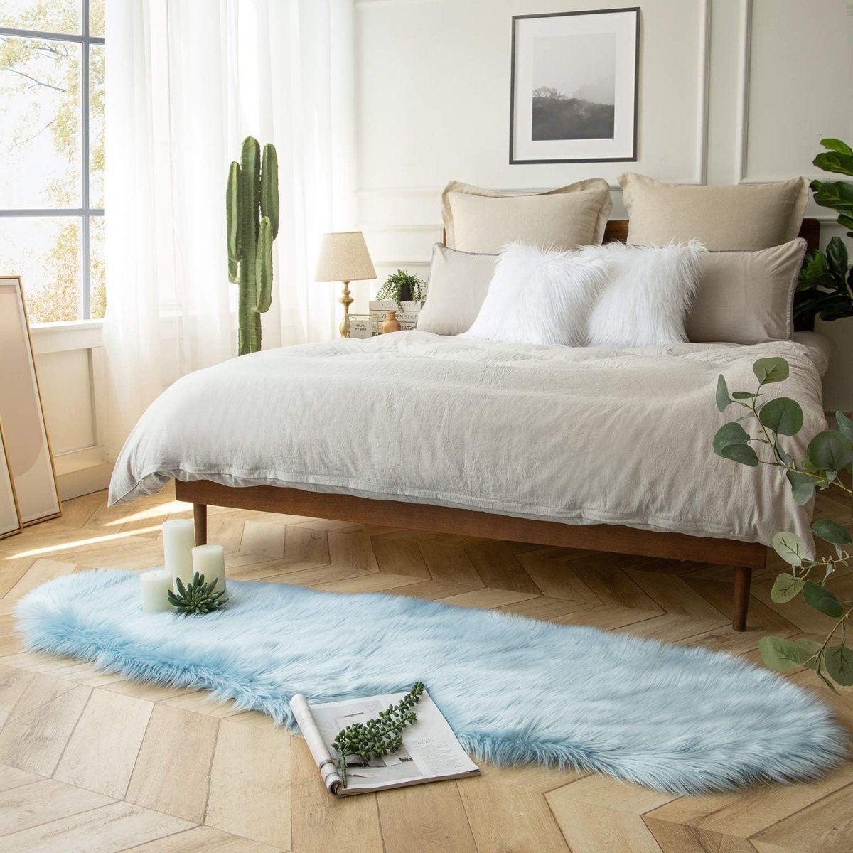 Ashler Faux Fur Rug, Fluffy White Small Sheepskin Rug, Ultra Soft 2x3 Ft Mat, Machine Washable Shag Mats, Nursery Throw for Bed, Living, Kids Room - Homesidy.com