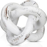 Yalikop 3 Link Wood Knot Decor - Hand Carved Coffee Table Decoration, Boho Chain Link Decor, Modern Shelf, Rustic Objects for Home Living Room Bedroom(White) - Homesidy.com