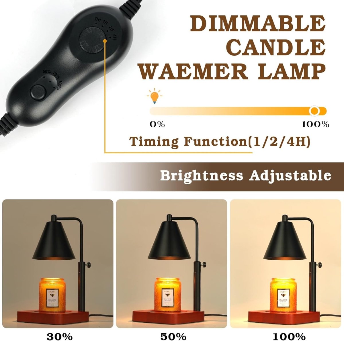 Modern Candle Warmer Lamp with Timer, Dimmable Candle Lamp Warmer, Men Women Christmas Birthday Gifts, Black Candle Warmer, Adjustable Candle Light Warmer, Cozy Living Room Bedroom Home Decor - Homesidy.com