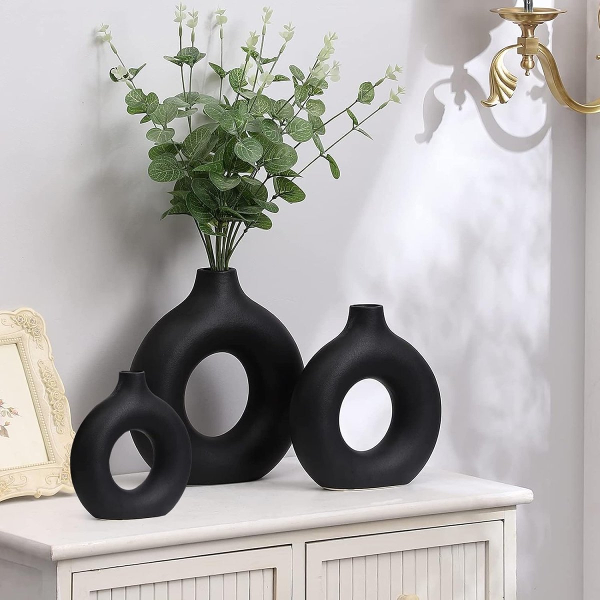 Ceramic Vases Set of 2,Modern Vases for Home Decor, White Boho Style for Living Room Kitchen Mantle Bedroom Dining Table Office Farmhouse Decorative Design - Homesidy.com
