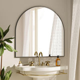 VooBang Arched Wall Mirror, 30 x 38 inch Arch Bathroom Mirror, Wall Mounted Vanity Mirror with Arch Metal Frame, Modern Bathroom Vanity Mirror for Bedroom, Living Room, Hanging or Leaning, Black - Homesidy.com