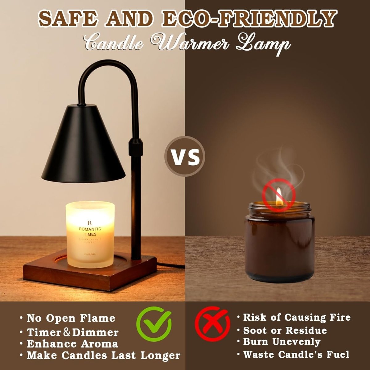 Modern Candle Warmer Lamp with Timer, Dimmable Candle Lamp Warmer, Men Women Christmas Birthday Gifts, Black Candle Warmer, Adjustable Candle Light Warmer, Cozy Living Room Bedroom Home Decor - Homesidy.com
