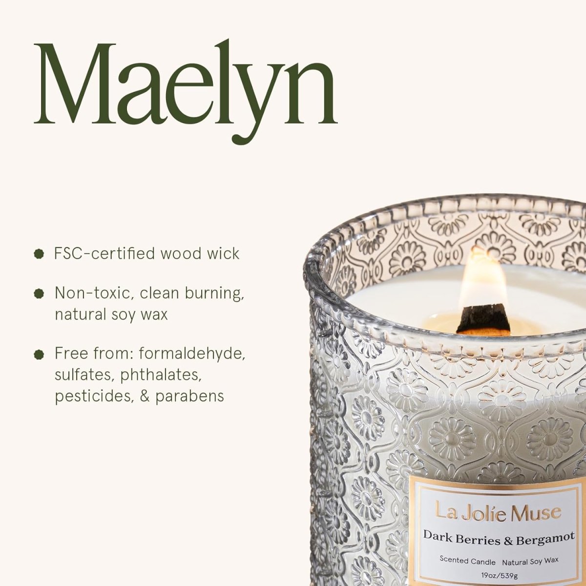 LA JOLIE MUSE Sahara Amber Candle – Bergamot, Clove &amp; Amber | 12 oz Large 2 - Wick Soy Wax Candle | 60 Hours Clean Burn | Gift - Ready for Hosts &amp; Gatherings | Elegant Home Décor - Homesidy.com