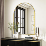 VooBang Arched Wall Mirror, 30 x 38 inch Arch Bathroom Mirror, Wall Mounted Vanity Mirror with Arch Metal Frame, Modern Bathroom Vanity Mirror for Bedroom, Living Room, Hanging or Leaning, Black - Homesidy.com
