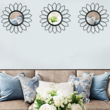 3 Pack Metal Mirrors for Wall Sunburst Wall Mirrors Home Décor Decorative Hanging Wall Art for Living Room Bedroom Entryway (Gold, Flower Sunburst) - Homesidy.com
