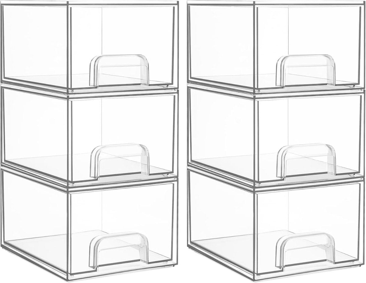 Vtopmart 4 Pack Small Clear Stackable Storage Drawers,Acrylic Bathroom Makeup Organizer,Plastic Storage Bins For Vanity, Undersink, Kitchen Cabinets, Pantry, Home Organization - Homesidy.com