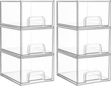 Vtopmart 4 Pack Small Clear Stackable Storage Drawers,Acrylic Bathroom Makeup Organizer,Plastic Storage Bins For Vanity, Undersink, Kitchen Cabinets, Pantry, Home Organization - Homesidy.com