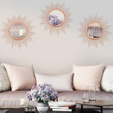 3 Pack Metal Mirrors for Wall Sunburst Wall Mirrors Home Décor Decorative Hanging Wall Art for Living Room Bedroom Entryway (Gold, Flower Sunburst) - Homesidy.com