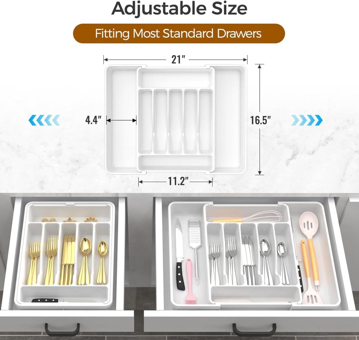 ukeetap Extra Large Expandable Silverware Organizer, BPA - Free Food - Safe Cutlery Flatware Organizer, Kitchen Utensil Drawer Organizer, Adjustable Silverware Holder for Spoons Forks Knives, Black - Homesidy.com